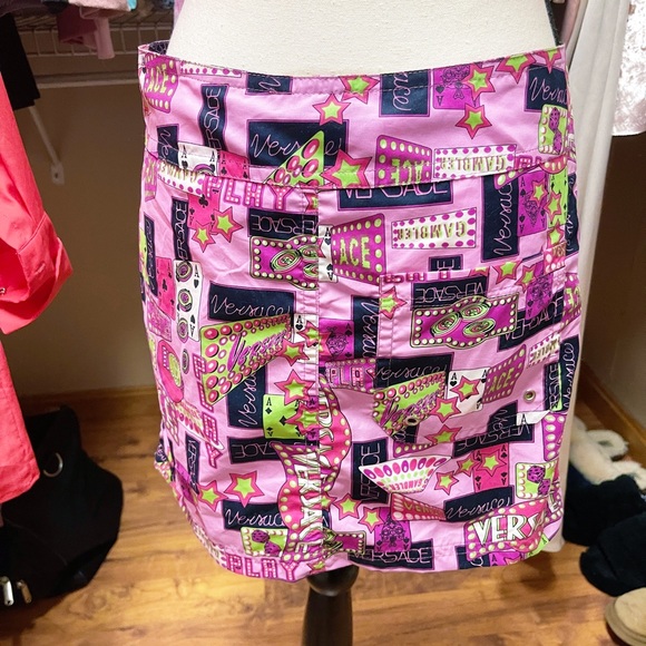 Authentic Versace RARE NWT Vintage Y2K Pink Vegas Star Mini Skirt - Picture 8 of 12